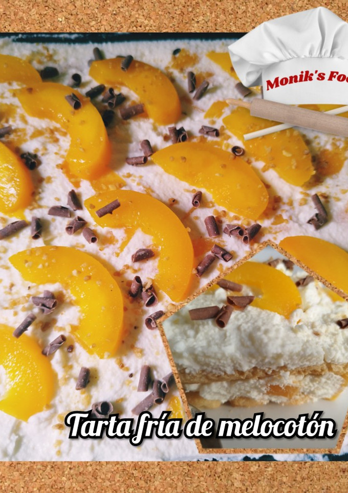 Una foto de Tarta fría de melocotón sin horno