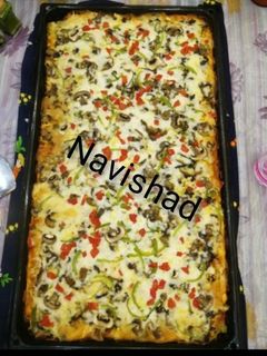 عکسی از دستور پیتزای مرغ و گوشت و قارچ