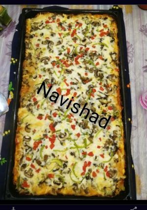عکسی از دستور پیتزای مرغ و گوشت و قارچ