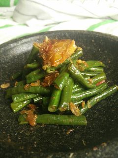 A picture of Long Beans Stir Fry with Shrimp Paste.