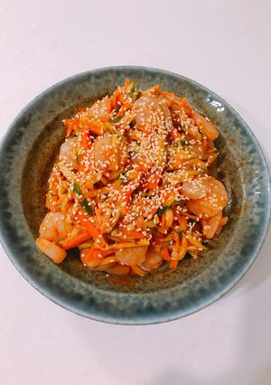 韓式辣醬拌蝦仁 的食譜成品照片