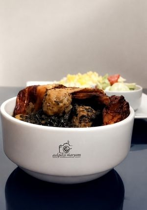 عکسی از دستور خورش ریحون با گوشت قلقلی