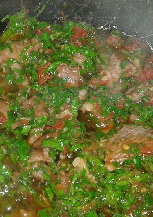 A picture of Spinach beef.