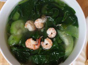 Hình của món Canh mướp mồng tơi nấu tép.