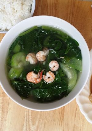 Hình của món Canh mướp mồng tơi nấu tép.