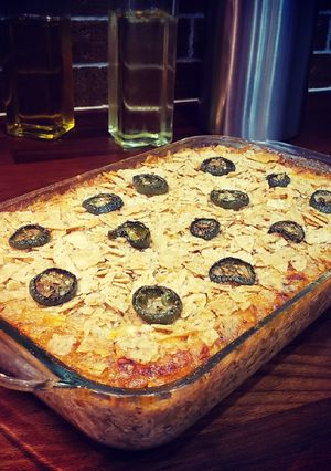 A picture of Nancy's (wicked spicy, easy peasy) Chicken Verde Bake.