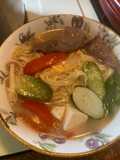 Beef Noodle Soup with Seasonal Vegetables and Fresh Mushrooms