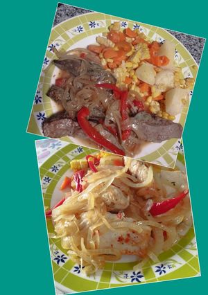 Una foto de Hígado y pollo encebollado (para haters y fans)