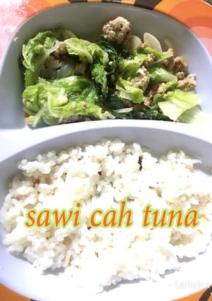 Foto resep Sawi cah tuna (lauk TK)