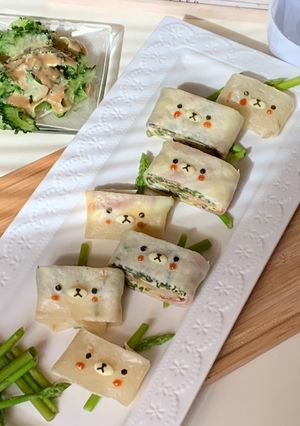 懶懶熊造型蔬菜蛋餅 的食譜成品照片