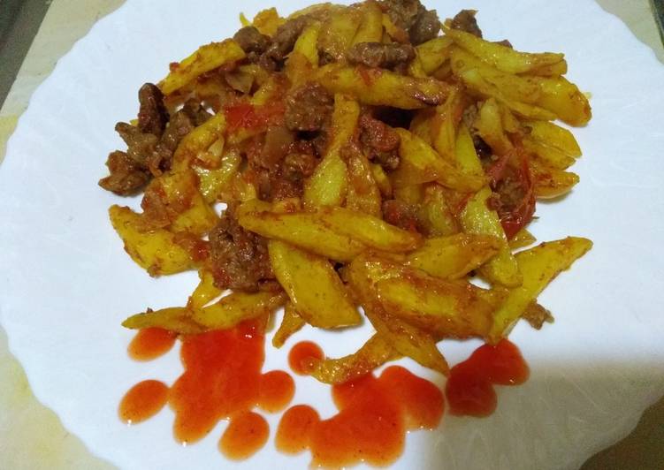 Recipe of Ultimate Potato chips with beef#valentines recipe