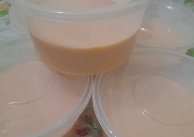 Langkah Mudah untuk Membuat 28. Silky Pudding Puyo Mangga Jeruk Anti Gagal
