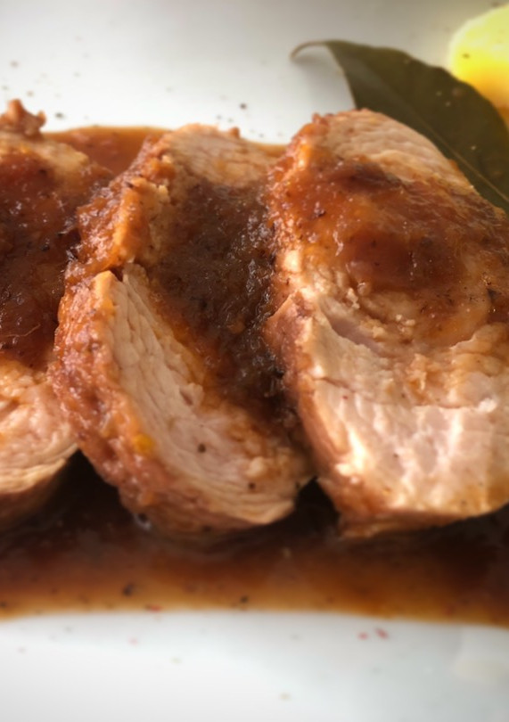 Una foto de Solomillo de pavo en salsa de mandarina