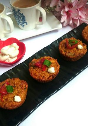 A picture of Masala Oatmeal Paneer Muffin.