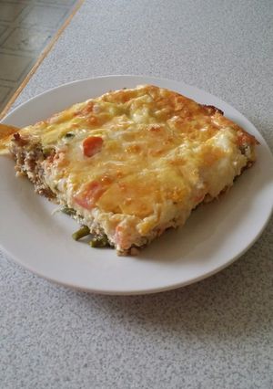 A picture of Brad's sausage and asparagus quiche.