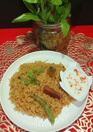 A picture of Sindhi Style Bhugga Chawal / Brown Rice.