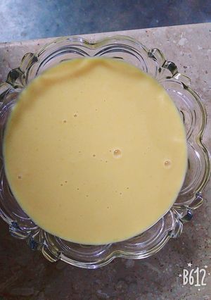 A picture of Mango custard with real mangoes #MANGO TANGO.