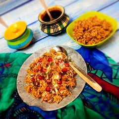 A picture of Chole chawal chaat.