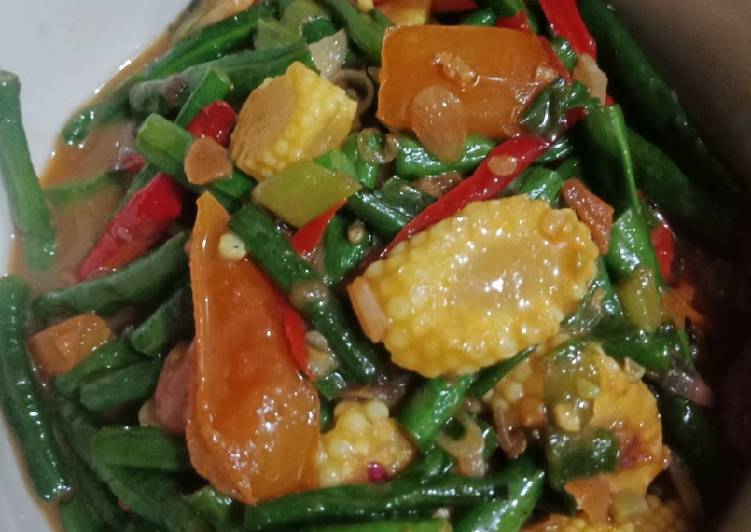 Resep Tumis kacang panjang baby corn nyemek Anti Gagal