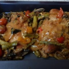 A picture of My Mango Chutney sweet Chilli Chicken & Mushrooms. Slow cooked.