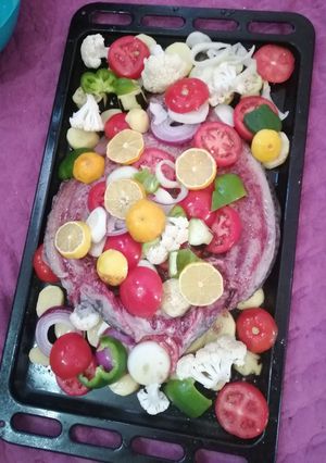 صورة لوصفة تبسي سمك مع الخضار