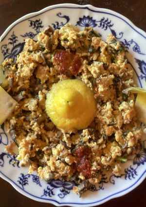 A picture of California Farm Salmon Scramble Breakfast.