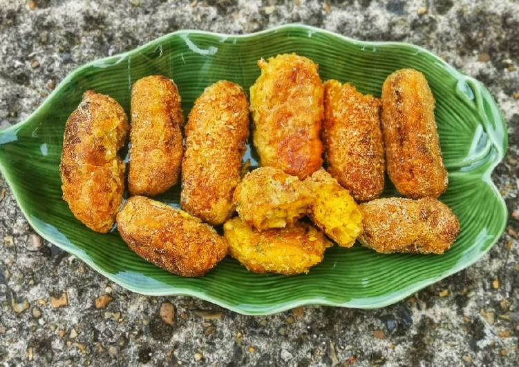 Pumpkin, sweet-potato and sweetcorn nibbles in breadcrumbs