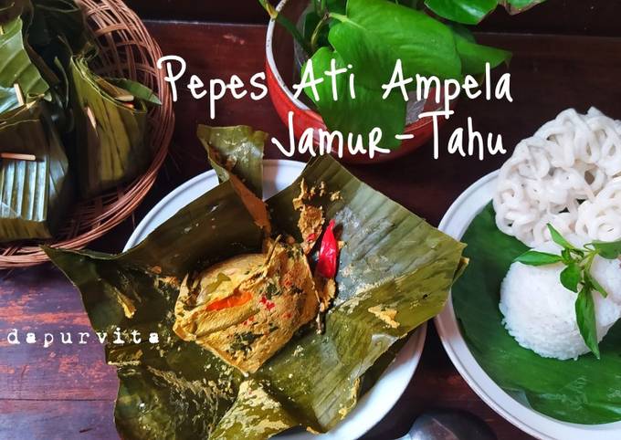 Pepes Ati Ampela-Jamur-Tahu