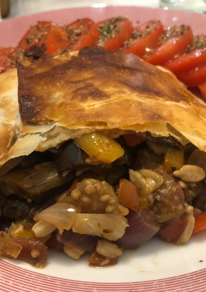Una foto de Strudel de berenjenas