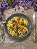Lemon Carbonara with Guanciale and Mint