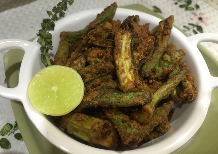 Easiest Way to Make Homemade Besan wali kurkuri bhindi(gramflour coated deep fried Okra)