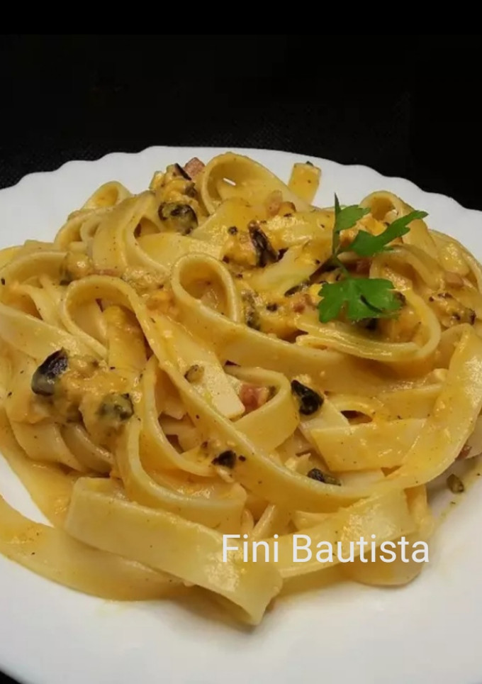 Una foto de Pasta con mejillones picantes (receta de aprovechamiento)