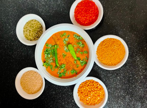 A picture of Panchratna Dal (Dhaba style Dal Tadka).