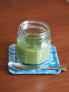 A picture of Soy Milk MATCHA Pudding.