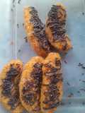 Pisang Krispi dengan Topping Coklat Leleh dan Seres