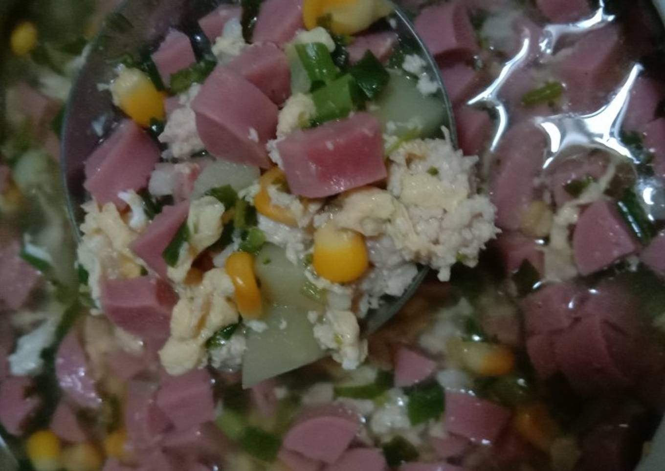 Sup jagung ayam sosis