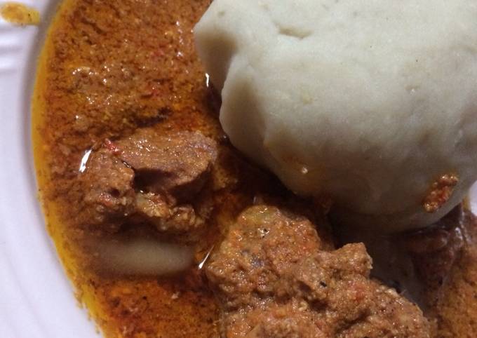 Pounded yam with egusi soup Recipe by sadys kitchen - Cookpad