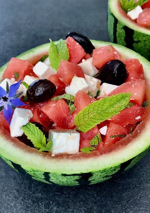 Une photo de Salade de Pastèque, Feta et Menthe
