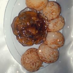 A picture of Masa with pumpkin soup.