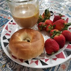 A picture of Bagel with cream cheese.