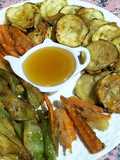 Verduras en tempura con miel