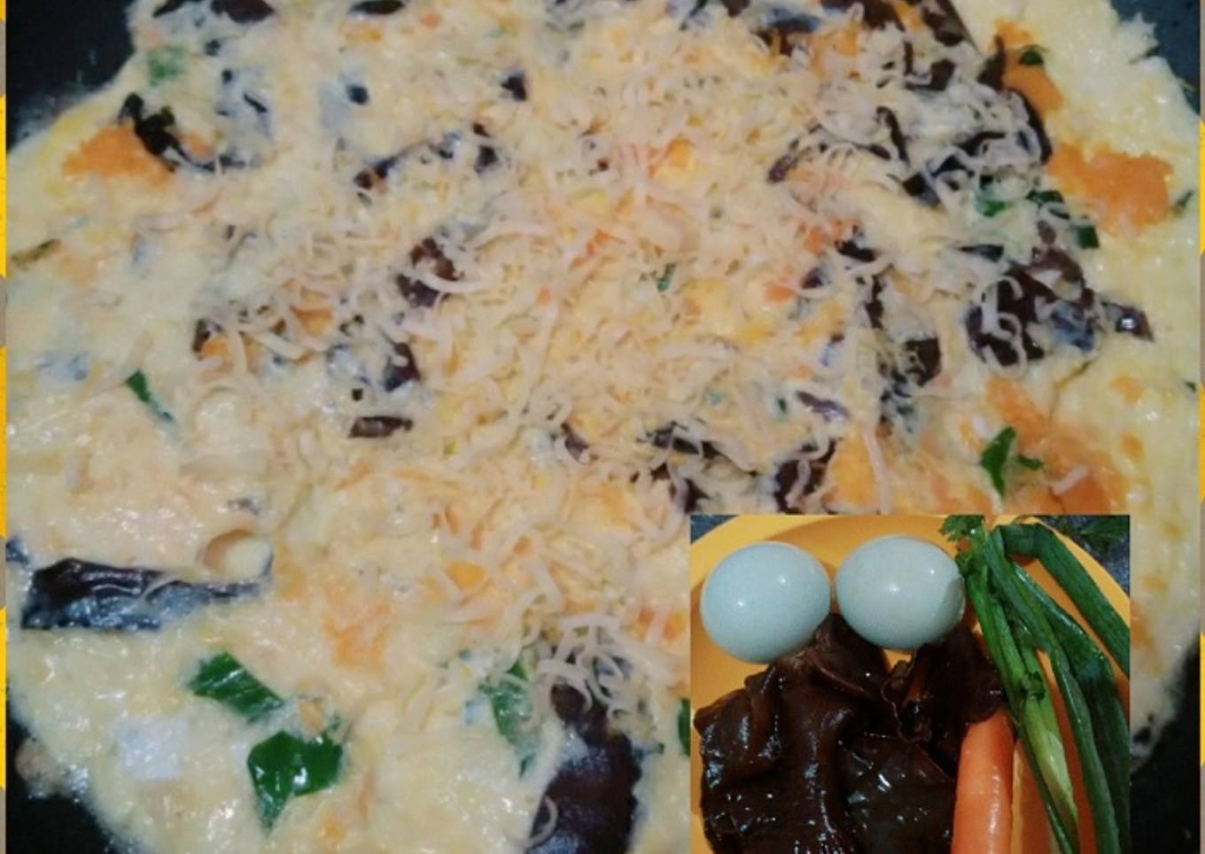 Omlette telur bebek jamur keju