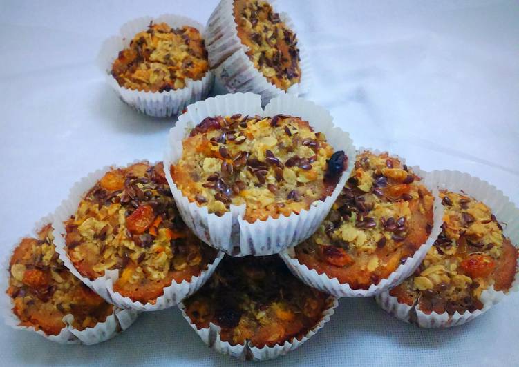 Carrot Oatmeal Muffins with flax seeds