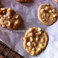 A picture of White Chocolate Chip/Macadamia nut cookies!.
