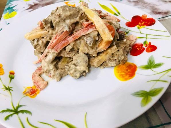 Салат гусарский с копченой курицей с пиццы блюз