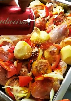 Una foto de Pollo al horno Budweiser 🍺