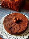 Torta de zanahoria y banano con cobertura de chocolate