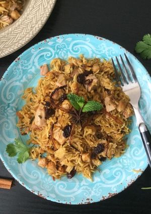A picture of Jackfruit and Chickpea Pulao/Pilaf/Biryani (Pressure Cooker Method).