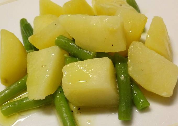 Warm potato and green bean salad with Dijon mustard dressing