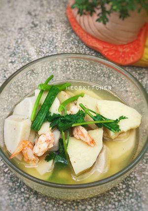 Hình của món Canh khoai môn nấu tôm.